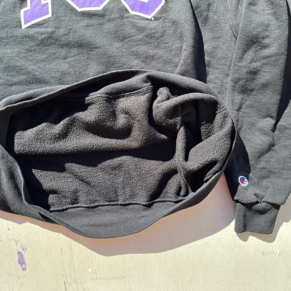 Men's Texas Christian University Hoodie Black Spell-Out L College TCU NCAA Big12 - Picture 7 of 12